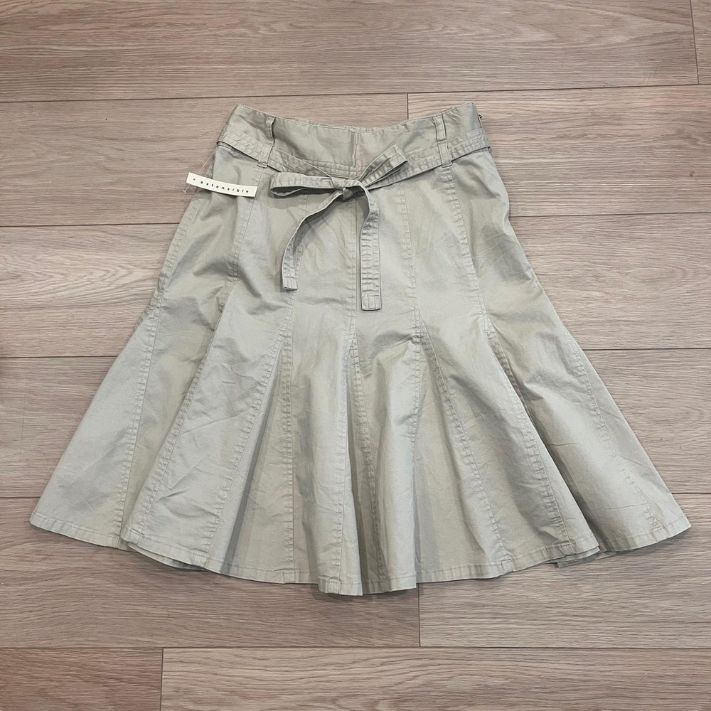 NWT Deadstock jessica Beige Coton Aline Midi Skirt Women 4 Coastal Minimalist